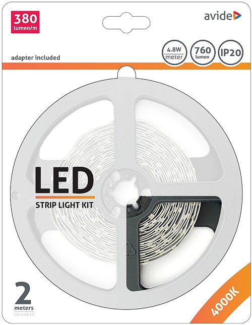 Avide LED Ταινία Blister 12V  4.8W SMD2835 60LED 4000K IP20 2m