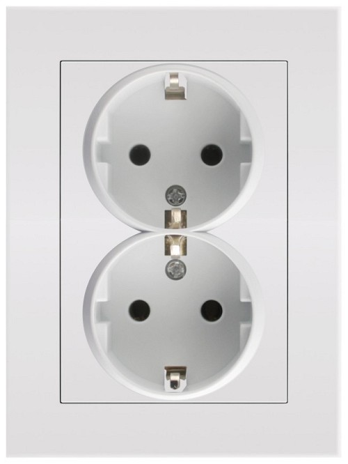 Entac Arnold Recessed wall socket 2x earthed White