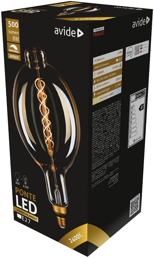 Avide LED Jumbo Ponte  8W E27 2400K Ντιμαριζόμενο 180x385mm