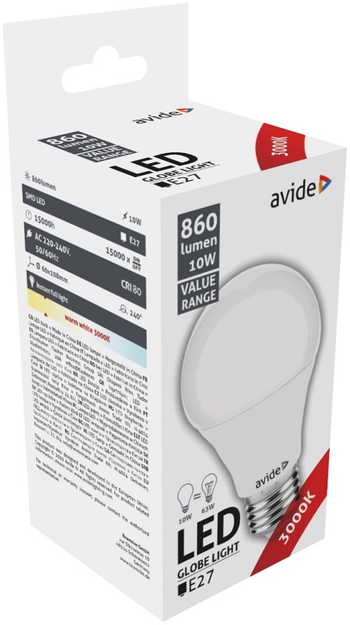 Avide LED Κοινή 10W E27  Θερμό 3000K Value