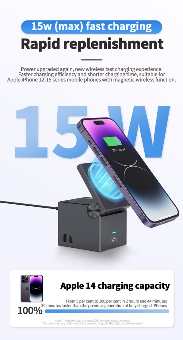 XO CX027 Κινητό /Apple Watch/ TWS 3-σε-1 Ασύρματος φορτιστής 15W