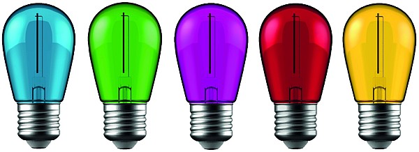 Avide LED Διακοσμητική Λάμπα Filament 1W  E27 (5τμχ) (Πράσινο/Μπλέ/Κίτρινο/Κόκκινο/Μώβ)