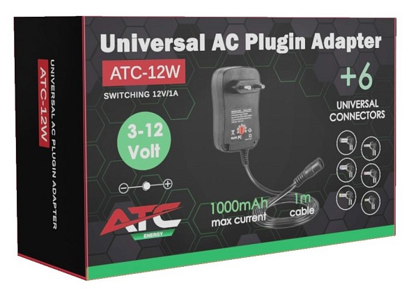 Τροφοδοτικό 12W 12V/1A Switching με 6 κεφαλές