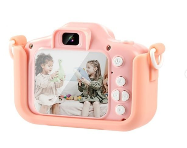 XO XJ01 Παιδική Κάμερα Διπλού Φακού με Κάλυμμα Σιλικόνης (Ροζ)