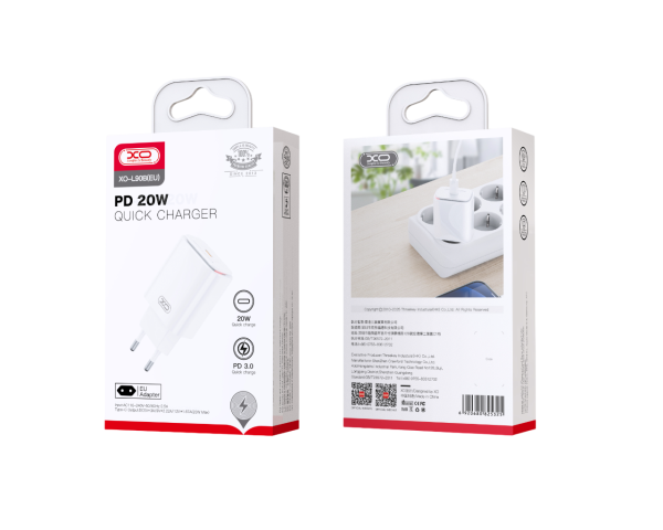 XO L90B EU PD20W Γρήγορος Φορτιστής με Type-C καλώδιο (NB-Q189A)