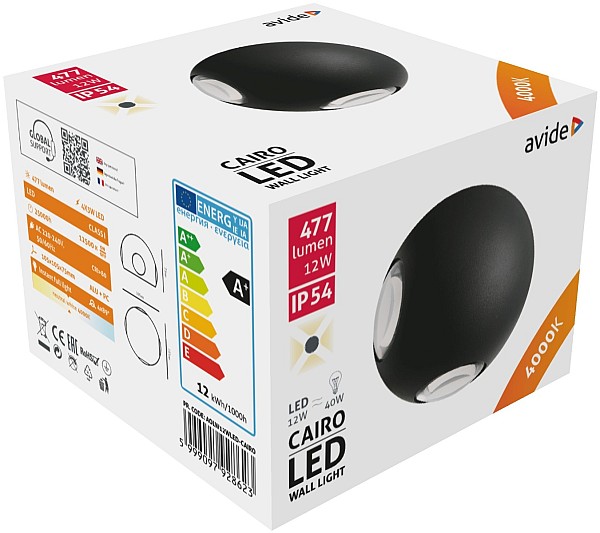 Avide Εξωτερικό Φωτιστικό Τοίχου Cairo 4 Way LED 12W Λευκό 4000K IP54