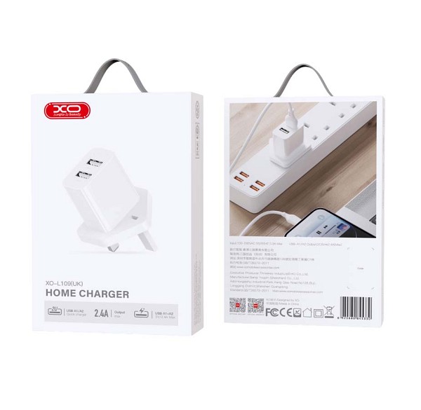 XO L109 (UK) Dual USB-A 2.4A Charger