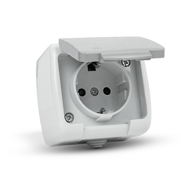 Entac Stephan surface mounted wall socket earthed IP54