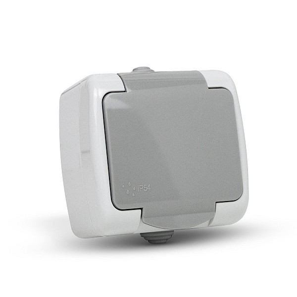Entac Stephan surface mounted wall socket earthed IP54