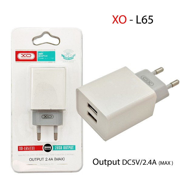 XO L65EU 2.4A Διπλής Θύρας USB Φορτιστής Άσπρο