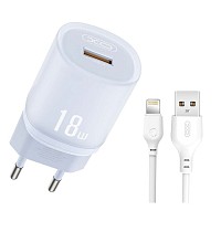 XO L157(EU) QC3.0 18W Φορτιστής με Καλώδιο Lightning Μπλε