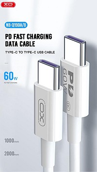 XO NB-Q190A 60W Καλώδιο Φόρτισης + Data Type-C σε Type-C 1m