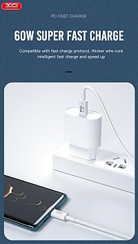 XO NB-Q190A 60W Καλώδιο Φόρτισης + Data Type-C σε Type-C 1m