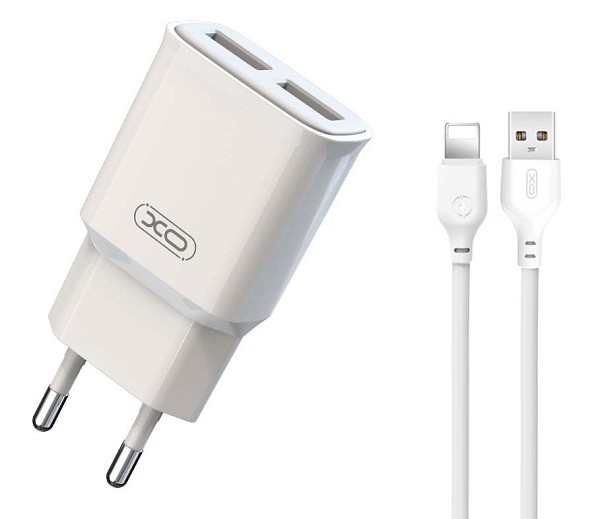 XO L92C EU Διπλός 2.4A Φορτιστής με Καλώδιο Lightning