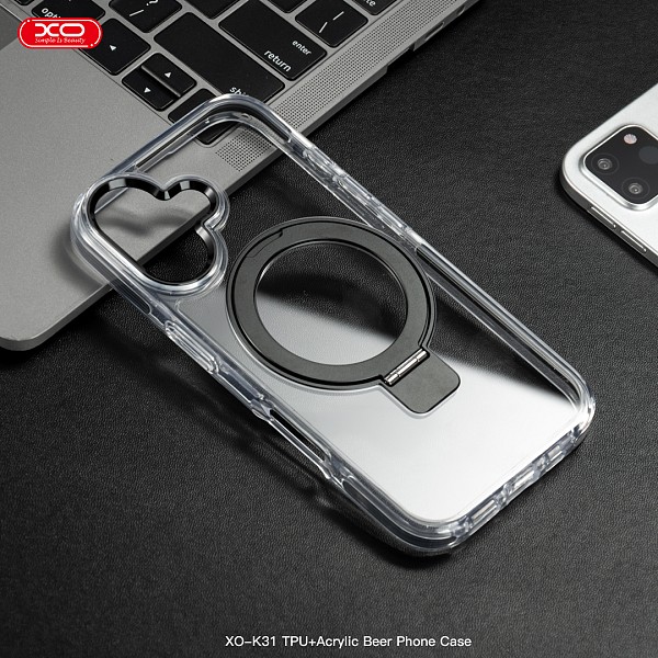 XO K31 iP 16 Pro Max 6,9 TPU+Ακρυλική Μαγνητική Θήκη Τηλεφώνου Μαύρο