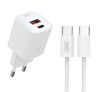 XO L147 (EU) PD 1USB-A+1USB-C Φορτιστής με καλώδιο TYPE-C Λευκό