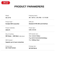 XO CF19 Φορητός Πομπός WiFi (χωρίς κάρτα 4G)