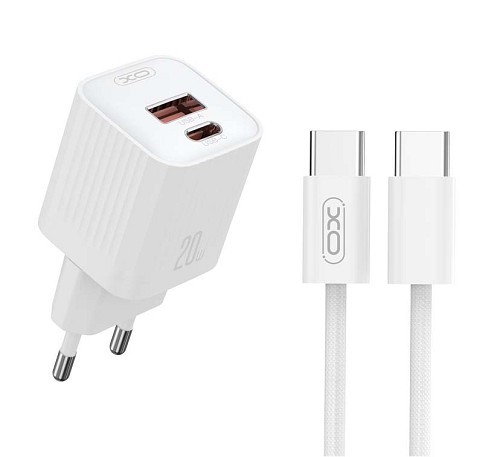 XO L147 (EU) PD 1USB-A+1USB-C Φορτιστής με καλώδιο TYPE-C Λευκό