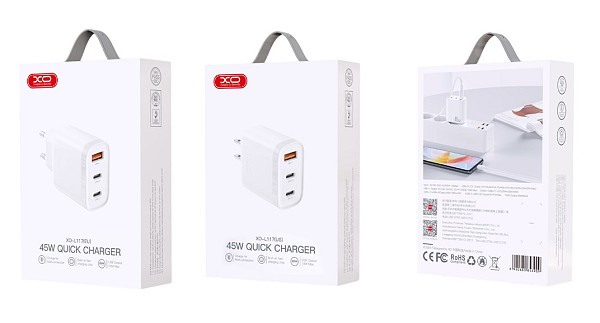 XO L117 (EU) PD/QC (2USB-C+1USB-A) Φορτιστής Γρήγορης Φόρτισης