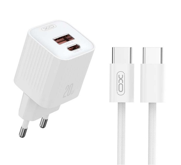XO L147 (EU) PD 1USB-A+1USB-C Φορτιστής με καλώδιο TYPE-C Λευκό