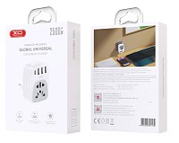 XO WL26 Αντάπτορας Πρίζας EU σε Universal με 1 USB-C & 3 USB-A Θύρες Φόρτισης