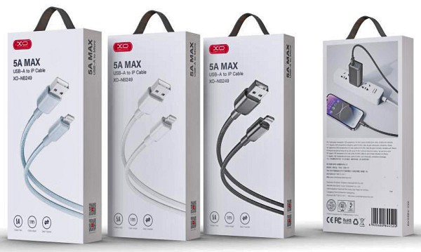 XO NB249 Καλώδιο Φόρτισης + Data Lightning 5A PVC 1m Μπλέ