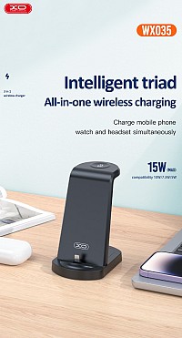 WX035 3-in-1 Multi-function Wireless Charging Black