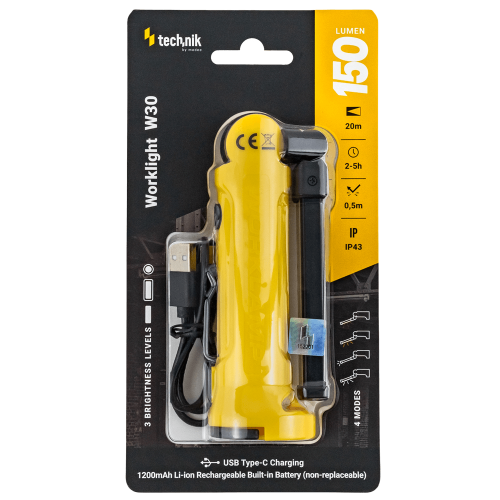 Technik Φακός Χειρός W30 με Ενσωματωμένη Μπαταρία 2000mAh COB και 1x2835 LED (150 lumen)