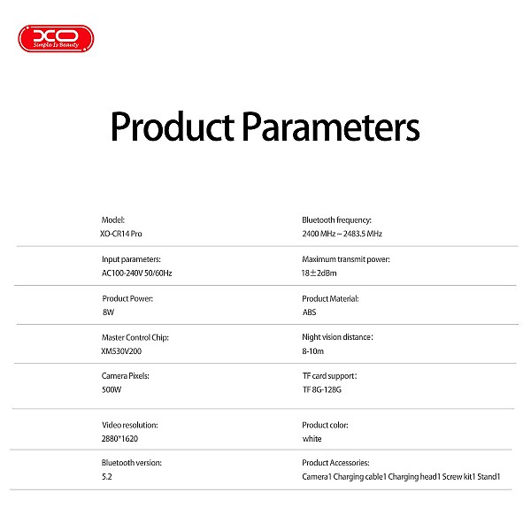 XO CR14 Pro Κάμερα Παρακολούθησης με Wifi Φωτισμό LED & Περιστροφή 355° Premium Edition 500W