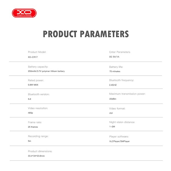 XO CR17 Mini Ασύρματη Κάμερα WiFi 960P
