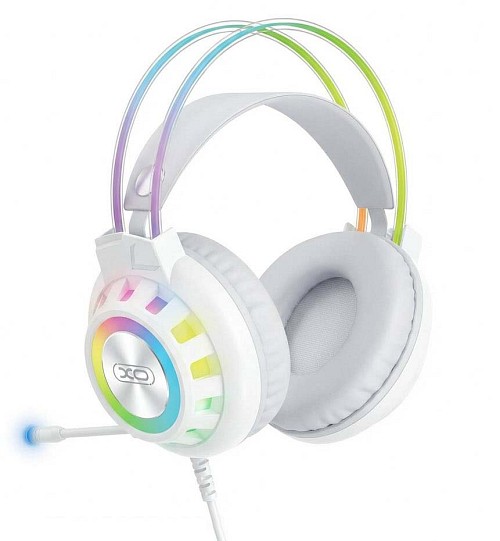 XO GE10 Gaming Ενσύρματα Ακουστικά RGB με Μικρόφωνο Λευκά