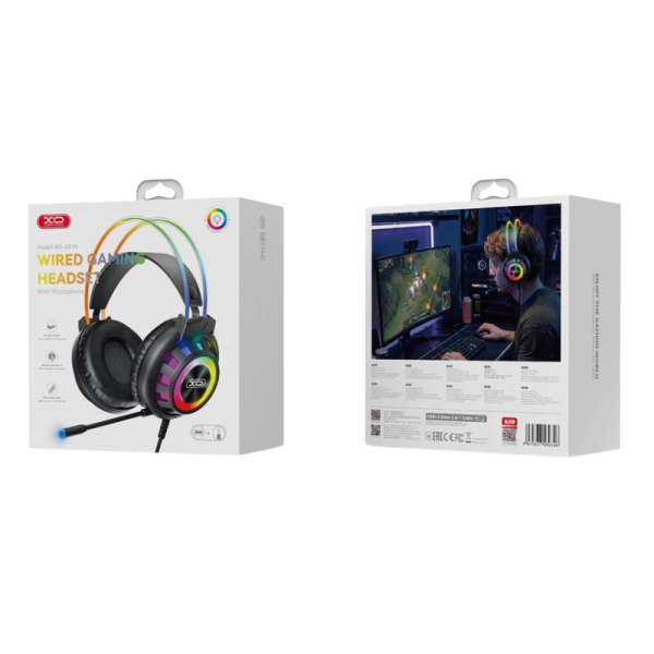 XO GE10 Gaming Ενσύρματα Ακουστικά RGB με Μικρόφωνο Μαύρα