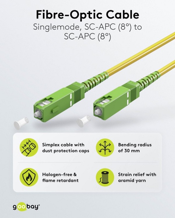 Goobay Fibre-optic Cable FTTH Singlemode OS2 Yellow 20 m