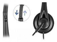 DELOCK headphones με μικρόφωνο 27177, mono, USB, volume control, μαύρα 27177