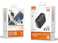 LDNIO φορτιστής τοίχου Q367 με καλώδιο USB-C, 3x USB-C, 65W, GaN, μαύρος 6933138601396