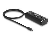 DELOCK USB hub 64233 με διακόπτες, 4 θυρών, 10Gbps, USB-C σύνδεση, μαύρο 64233