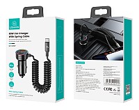 USAMS φορτιστής αυτοκινήτου US-CC167 με καλώδιο, USB/USB-C, 60W, μαύρος CC167CC01