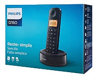 PHILIPS ασύρματο τηλέφωνο D1601B/34, με ελληνικό μενού, μαύρο D1601B-34