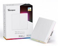 SONOFF smart διακόπτης T5-2C-86 με LED φωτισμό, διπλός, Wi-Fi, λευκός T5-2C-86