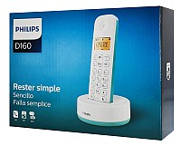 PHILIPS ασύρματο τηλέφωνο D1601T-34, με ελληνικό μενού, λευκό-πράσινο D1601T-34