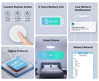 SONOFF smart διακόπτης SNZB-01P, μπαταρίας, Zigbee SNZB-01P