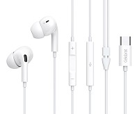 CELEBRAT earphones με μικρόφωνο E300, USB-C σύνδεση, Φ10mm, 1.2m, λευκά E300-WH