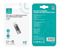 USAMS αντάπτορας Lightning σε USB-C US-SJ681 με οθόνη, 30W, γκρι SJ681LN01