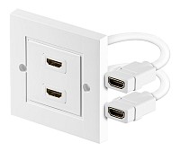 GOOBAY πρίζα τοίχου 2x HDMI 51723, gold-plated, 4K 3D, λευκή 51723