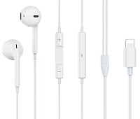 CELEBRAT earphones με μικρόφωνο G17, Lightning, Φ14mm, 1.2m, λευκά G17-WH