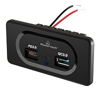 POWERTECH πρίζα USB για σκάφη & οχήματα PTL-008, USB & USB-C, 36W PTL-008