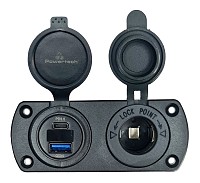 POWERTECH πρίζα 12V για σκάφη & οχήματα PTL-002, USB/USB-C, οθόνη, IP65 PTL-002