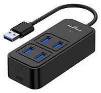 POWERTECH USB 3.2 hub PTR-0153, 4x θυρών, 5Gbps, USB σύνδεση, μαύρο PTR-0153