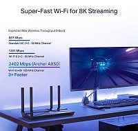 TP-LINK router Archer AX50, WiFi 6, 3000Mbps AX3000, Ver. 1.0 ARCHER-AX50