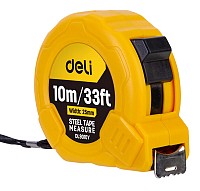DELI μέτρο DL9010Y, με κλείδωμα & clip ζώνης, 10m/33ft x 25mm DL9010Y